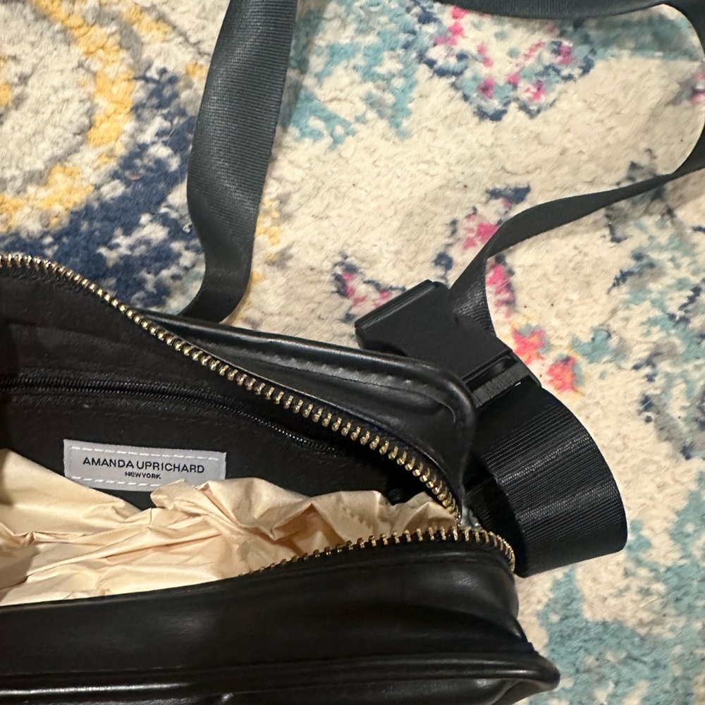 Amanda Uprichard New York quilted faux leather black belt bag